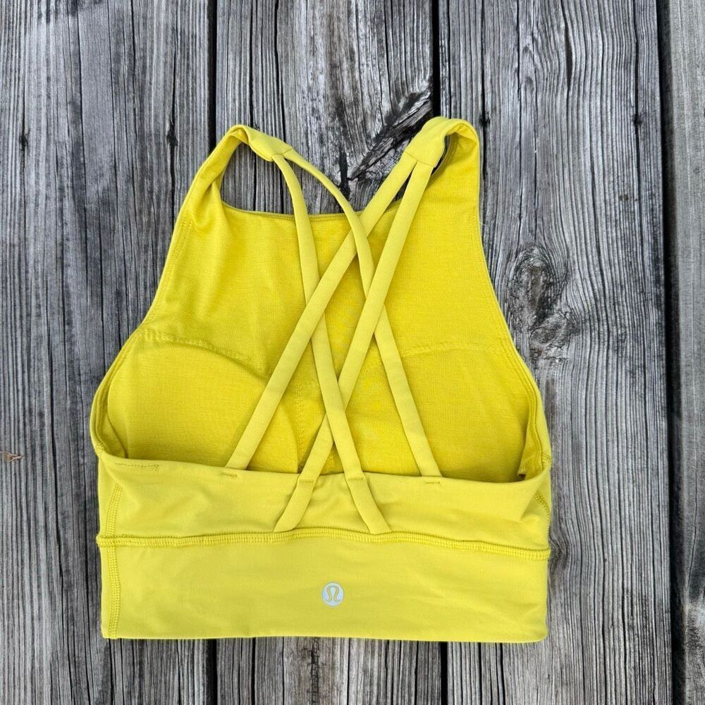 Lululemon Bra Women 2 Yellow Energy High-Neck Longline Bra